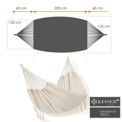 KESSER® Hängematte 300kg Belastbar 320x150cm Max. Belastbarkeit 300 Kg , 1-2 Personen , Atmungsaktiv Fransen Wetterfest Camping Garten Tuchhängematte Mehrpersonen, Farbe:Beige -Garten- & Gewächshäuser Geschäft f6d6d9c00a481483e4edceb9f6290ccb