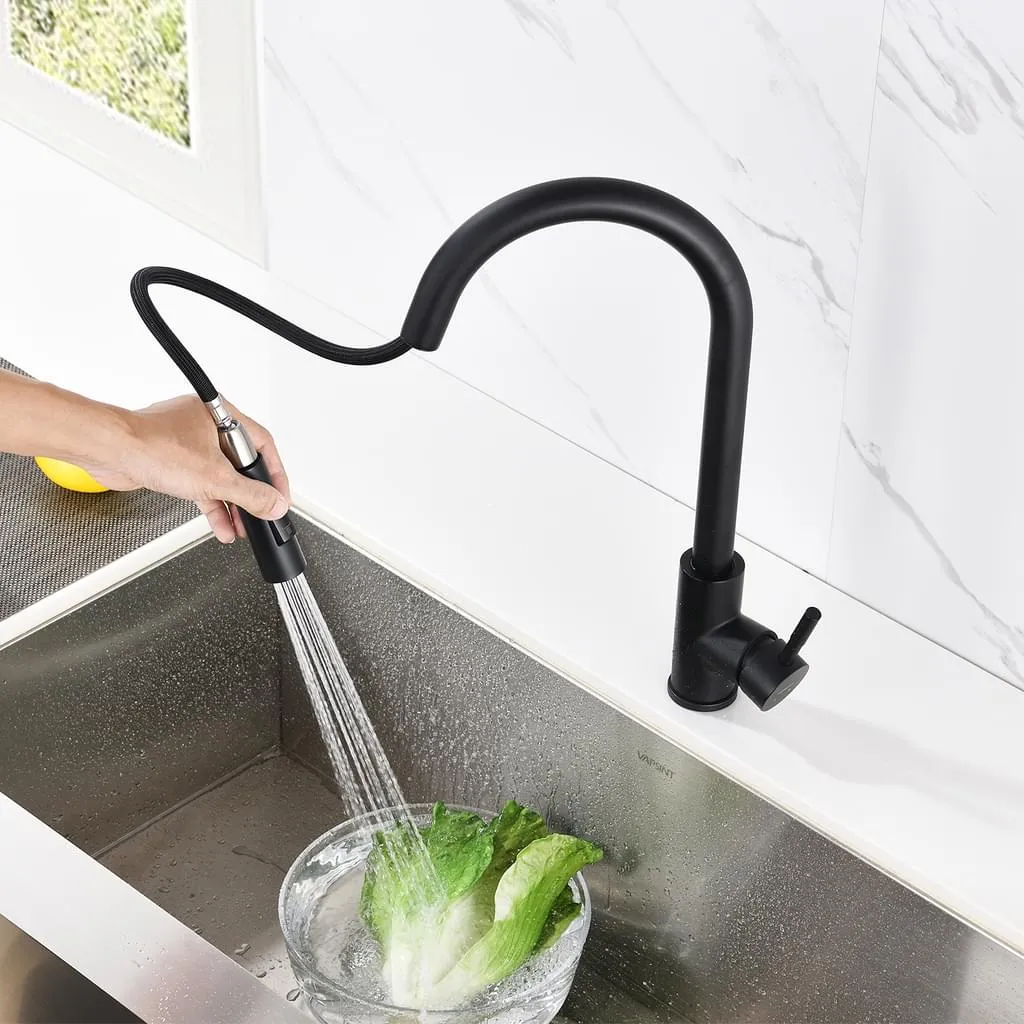 Treeseawna Sensor Edelstahl Küche Spülbecken Wasserhähne Ausziehbarem Sprühgerät Schwarz 360° Smart Touch Control Wasserhahn Schwenkbar 3 Treeseawna Sensor Edelstahl Küche Spülbecken Wasserhähne Ausziehbarem Sprühgerät Schwarz 360° Smart Touch Control Wasserhahn Schwenkbar – Bild 3