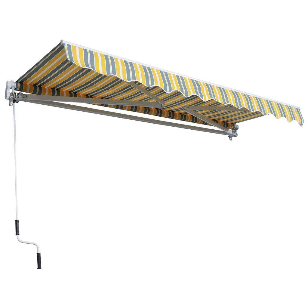 Outsunny Markise Gelenkarmmarkise Sonnenschutz Handkurbel Balkon Alu Gelb+Grau 3,5x2,5m 7 Outsunny Markise Gelenkarmmarkise Sonnenschutz Handkurbel Balkon Alu Gelb+Grau 3,5x2,5m – Bild 7