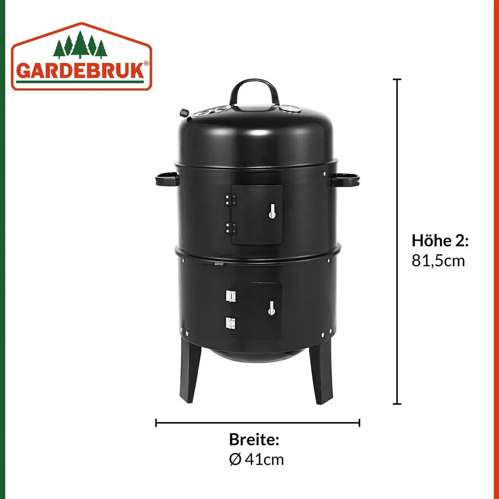 Deuba 3in1 Smoker Inkl. Thermometer Leichter Transport Räucherofen Holzkohlegrill BBQ Rundgrill Räuchertonne 9 Deuba 3in1 Smoker Inkl. Thermometer Leichter Transport Räucherofen Holzkohlegrill BBQ Rundgrill Räuchertonne – Bild 9