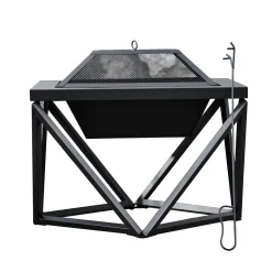 Teamson Home Garten Große Holzbefeuerte Feuerstelle, Gartenmöbel, Kaminofen, Feuerstellenheizung, Holzbrenner Aus Metall Mit Schürhaken Und Deckel, Schwarz Geometrisch -Garten- & Gewächshäuser Geschäft f73db1e22503bdba7dde358829409411