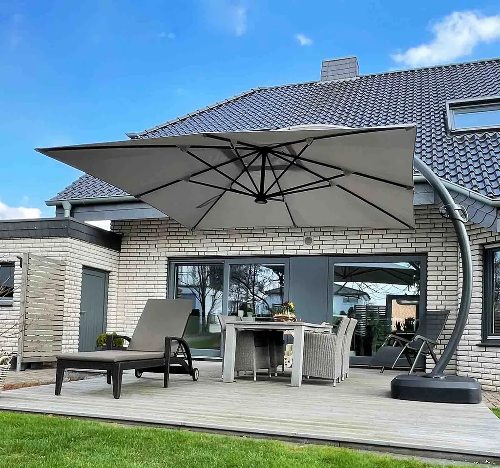 Scalant Sonnenschirm Sun 350 | Maße: 3,5 X 3,5 M | Ampelschirm | 12m² Schatten, Gastroschirm, LED 2 Scalant Sonnenschirm Sun 350 | Maße: 3,5 X 3,5 M | Ampelschirm | 12m² Schatten, Gastroschirm, LED – Bild 2