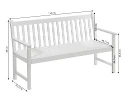 Dehner Gartenbank Mykonos, 3-Sitzer, 150 X 89 X 61.5 Cm, FSC® Akazienholz, Weiß