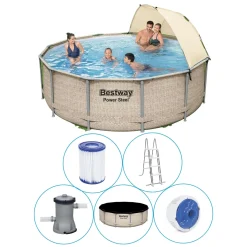 Bestway Power Steel™ Frame Pool Komplett-Set, Rund, 396x107cm, 5614V -Garten- & Gewächshäuser Geschäft f78ee136324b3448a7891a3efc0560b0 1