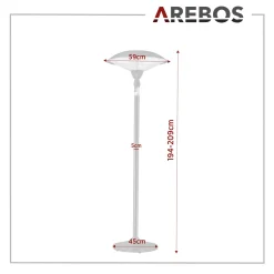 AREBOS - Standheizstrahler, Wärmelampe, Terrassenheizstrahler, 2 Heizstufen, Schwarz 18 AREBOS - Standheizstrahler, Wärmelampe, Terrassenheizstrahler, 2 Heizstufen, Schwarz -Garten- & Gewächshäuser Geschäft f7a631cf5cd94082f05995fa55c9a095