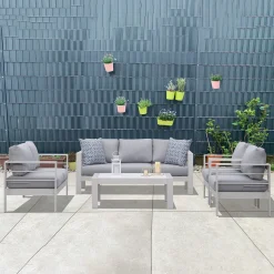 MeXo Gartenmöbelset, Loungeset Aluminium Für 6-7 Personen Mit Kissen Und Couchtisch Indoor Outdoor Balkon Weiß (Sitzgruppe, Aluminiumrahmen) -Garten- & Gewächshäuser Geschäft f7af4d96c7535c0ef951fa3917fa8d28