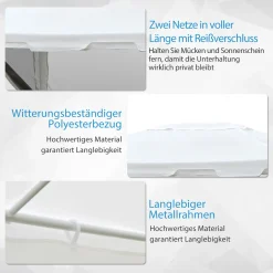 HOMCOM Outsunny Pavillon Partyzelt Gartenpavillon Gartenzelt Festzelt Mit Seitenwänden Metall + PE Weiß + Schwarz 4 X 3 M -Garten- & Gewächshäuser Geschäft f7f0d2df3e8b1e994fab98b8e2b26fb8
