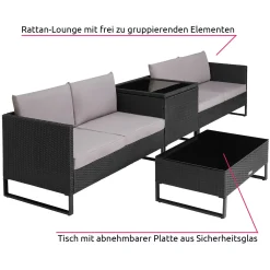 Tectake Rattanlounge Ostuni - Schwarz -Garten- & Gewächshäuser Geschäft f7f0f013173f45a33ea83fde20bb71ae
