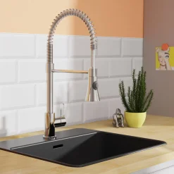 Eisl Küchenarmatur LEON Mit Geschirrbrause, Niederdruck Armatur Küche , Wasserhahn Küche Ausziehbar Chrom