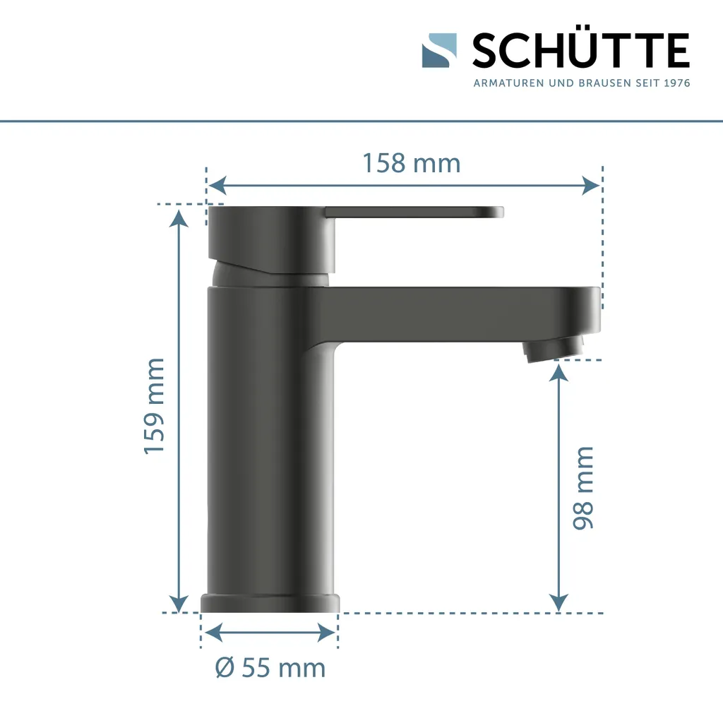 Schütte SCHÜTTE Waschtischarmatur ELEPHANT Mit Ablaufgarnitur, Wasserhahn Bad Mit Pop Up, Graphit Matt 6 Schütte SCHÜTTE Waschtischarmatur ELEPHANT Mit Ablaufgarnitur, Wasserhahn Bad Mit Pop Up, Graphit Matt – Bild 6