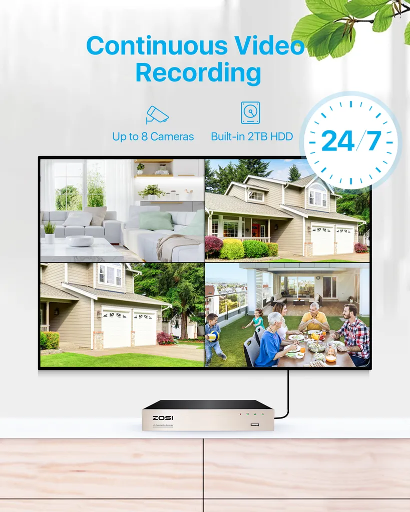 ZOSI 8CH 2K 5MP POE Überwachungskamea Set, 8X Netzwerk IP Kamera Überwachung Aussen Set Mit 2TB Festplatte, Bewegungserkennung, IR Nachtsicht 4 ZOSI 8CH 2K 5MP POE Überwachungskamea Set, 8X Netzwerk IP Kamera Überwachung Aussen Set Mit 2TB Festplatte, Bewegungserkennung, IR Nachtsicht – Bild 4