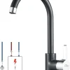 Auralum Niederdruck Wasserhahn Küche Armatur Schwarz Spültischarmatur Spüle Mischbatterie Für Kaltwasser Und Einen Wasserboiler