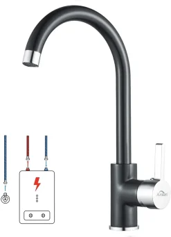 Auralum Niederdruck Wasserhahn Küche Armatur Schwarz Spültischarmatur Spüle Mischbatterie Für Kaltwasser Und Einen Wasserboiler
