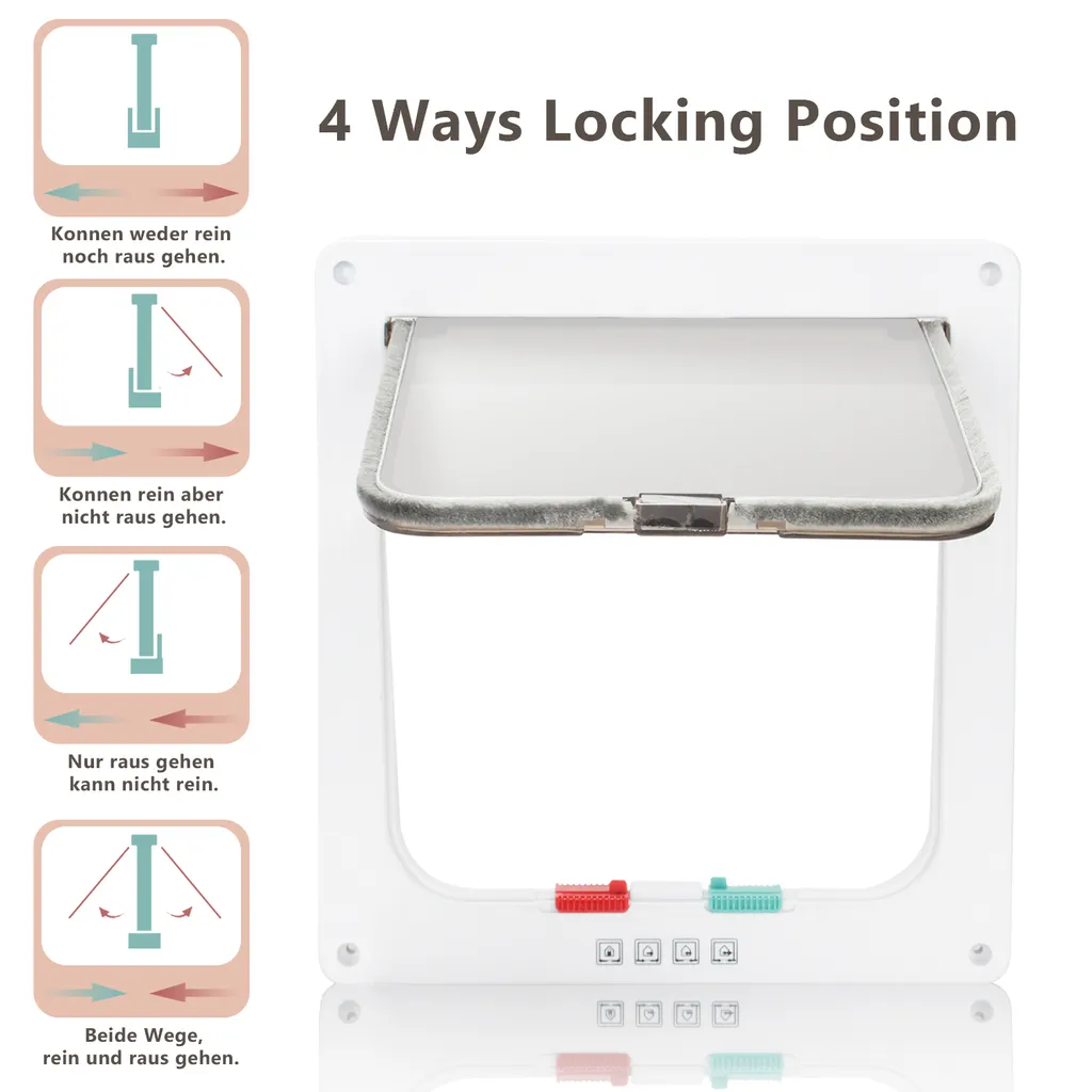 EINFEBEN Katzenklappe Katzenklappen Haustiertür Katzentür 4 Wege Für Hunde Hundeklappe Für Katzen 4 EINFEBEN Katzenklappe Katzenklappen Haustiertür Katzentür 4 Wege Für Hunde Hundeklappe Für Katzen – Bild 4