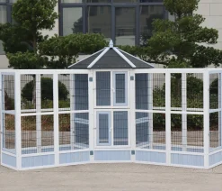 Dehner Vogelgehege Santorini, 60 X 116,4 X 136 Cm, Holz/Metall, Weiß/blau -Garten- & Gewächshäuser Geschäft f8462a724a365e18c009a71b16661640