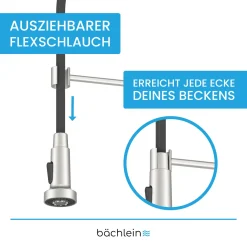 Bächlein Küchenarmatur 360 Grad Schwenkbar Farbe Gebürsteter Edelstahl – Einhand-Spültischbatterie Aus Edelstahl Mit Flexiblem Hals Und Brause Mit Umschalt-Taste, Wasserhahn Für Die Küche -Garten- & Gewächshäuser Geschäft f856a453c48d86826aa2b05f14406e6b