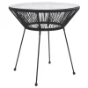 VidaXL Garten-Esstisch Schwarz Ø70x74 Cm Rattan Und Glas