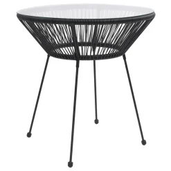 VidaXL Garten-Esstisch Schwarz Ø70x74 Cm Rattan Und Glas