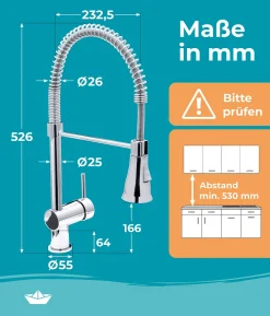 Calmwaters® Premium Spiralfederarmatur, 360° Flexible Küchenarmatur Mit Brause, Wasserhahn Küche Geschirrbrause -Garten- & Gewächshäuser Geschäft f86f3e32bc67183f9296c75c0954c20b
