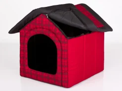 HobbyDog Hundehütte Hundebett Tierbett Katzenbett - Standard - 52 X 53 X 46 Cm [Größe: R3] - Rot Kariert