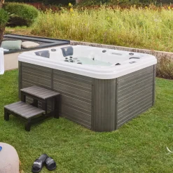 HOME DELUXE - Outdoor Whirlpool BEACH Plus Treppe Und Thermoabdeckung Außenpool Spa