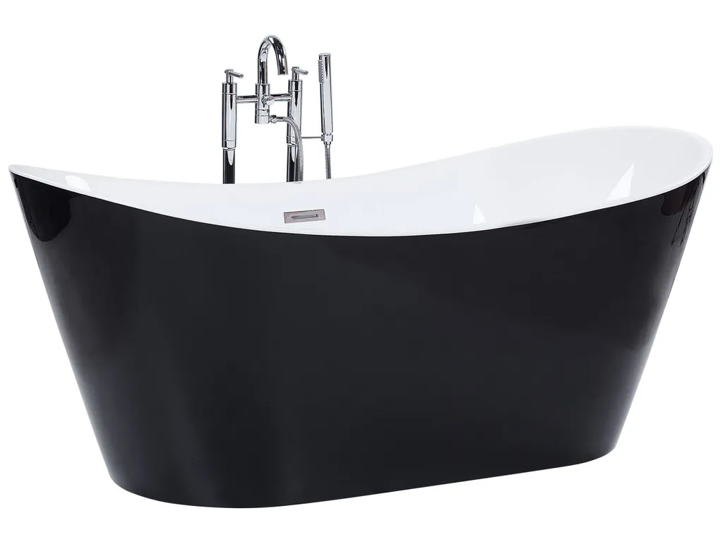 Beliani Freistehende Badewanne Schwarz Sanitäracryl Oval 180 X 78 Cm Modern 3 Beliani Freistehende Badewanne Schwarz Sanitäracryl Oval 180 X 78 Cm Modern – Bild 3