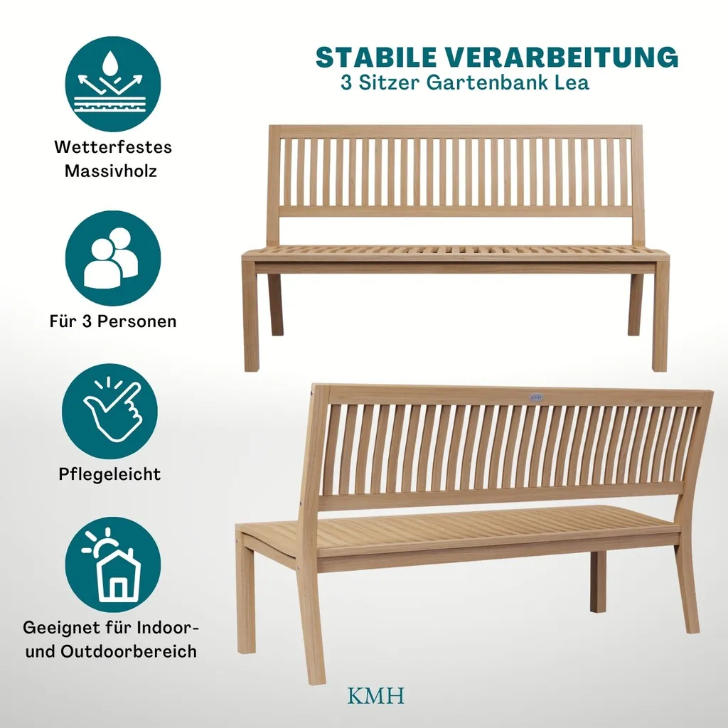 KMH® TEAK 3-sitzer Bank *Lea* O.A. 4 KMH® TEAK 3-sitzer Bank *Lea* O.A. – Bild 4