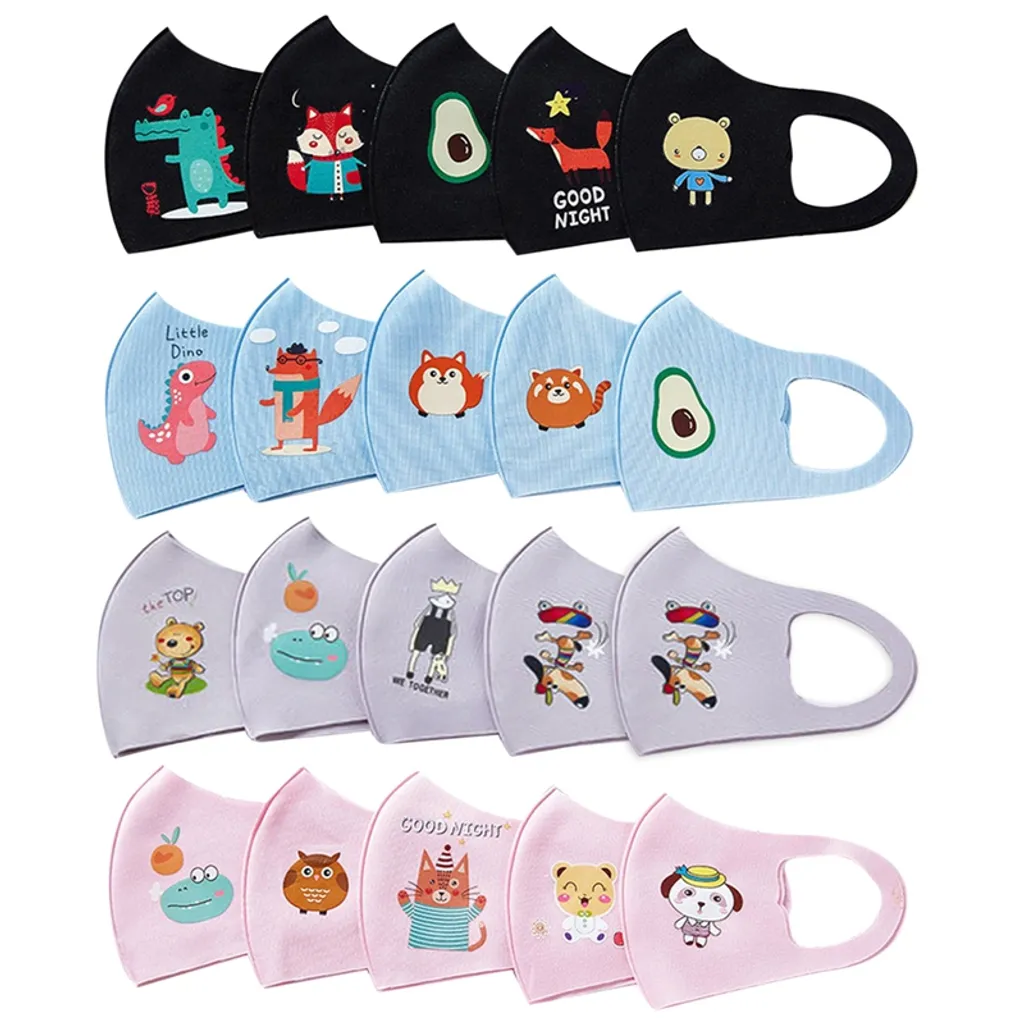Redcoringe 20 Stk Waschbare Cartoon-Masken, Kinder Schwarz/Blau/Grau/Rosa Masken Mundmaske Für Jungen Mädchen 1 Redcoringe 20 Stk Waschbare Cartoon-Masken, Kinder Schwarz/Blau/Grau/Rosa Masken Mundmaske Für Jungen Mädchen