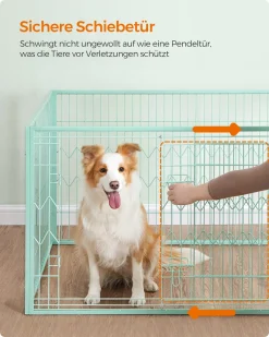 Feandrea Welpenauslauf, Welpenlaufstall 4-teilig, Schiebetür Mit 2 Riegeln, 122 X 80 X 70 Cm, Freilaufgehege Innen, Mintgrün PPK003C01 11 Feandrea Welpenauslauf, Welpenlaufstall 4-teilig, Schiebetür Mit 2 Riegeln, 122 X 80 X 70 Cm, Freilaufgehege Innen, Mintgrün PPK003C01 -Garten- & Gewächshäuser Geschäft f968856fa9e64183aa17527dab5414e3