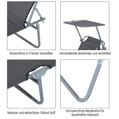 Outsunny Sonnenliege Gartenliege Wellnessliege Strandliege Klappbar Mit Sonnenschutz Grau 187 X 58 X 36 Cm -Garten- & Gewächshäuser Geschäft f98e696f0d483f5ee49868a6d633c7bd