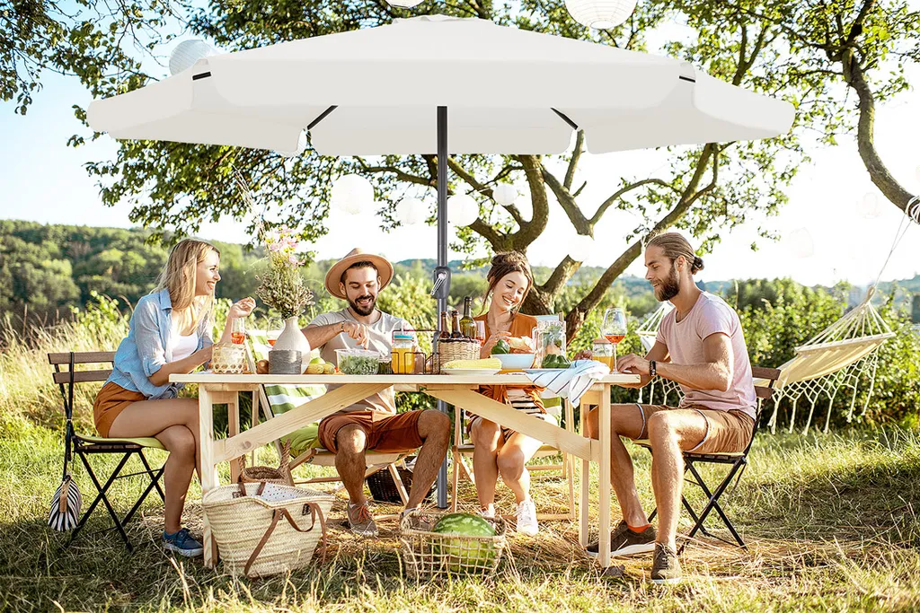 Deuba Kingsleeve Sonnenschirm 330 Cm Mit Kurbel Knickbar Wasserfest Alu Groß Rund Balkon Terrasse Garten Balkonschirm Kurbelschirm Marktschirm, Farbe:beige 8 Deuba Kingsleeve Sonnenschirm 330 Cm Mit Kurbel Knickbar Wasserfest Alu Groß Rund Balkon Terrasse Garten Balkonschirm Kurbelschirm Marktschirm, Farbe:beige – Bild 8