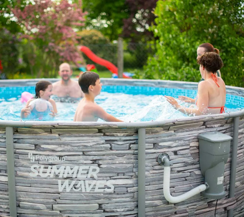 Summer Waves Stahlrahmen Aufstellpool Elite Frame Steinoptik Grau Rund Ø 427x107 Cm 3 Summer Waves Stahlrahmen Aufstellpool Elite Frame Steinoptik Grau Rund Ø 427x107 Cm – Bild 3