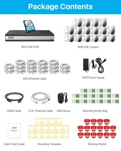 ZOSI C225 4K PoE Überwachungskamera Set, 16X 8MP IP Outdoor Kamera Mit 2-Wege-Audio Und 16CH 4TB NVR, Spotlight Alarm, Farbnachtsicht -Garten- & Gewächshäuser Geschäft f9def7691719b64118789300c952dd50