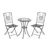 SVITA Bistro-Set Mosaik Balkon-Set 2 Personen Metall Sitzgruppe Klappbar Schwarz