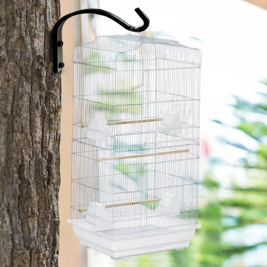 PawHut Vogelkäfig Vogelhaus Vogelvoliere Vogelbauer Mit Ausnehmbarer Bodenschale Weiß 47,5 X 36 X 91 Cm 2 PawHut Vogelkäfig Vogelhaus Vogelvoliere Vogelbauer Mit Ausnehmbarer Bodenschale Weiß 47,5 X 36 X 91 Cm – Bild 2