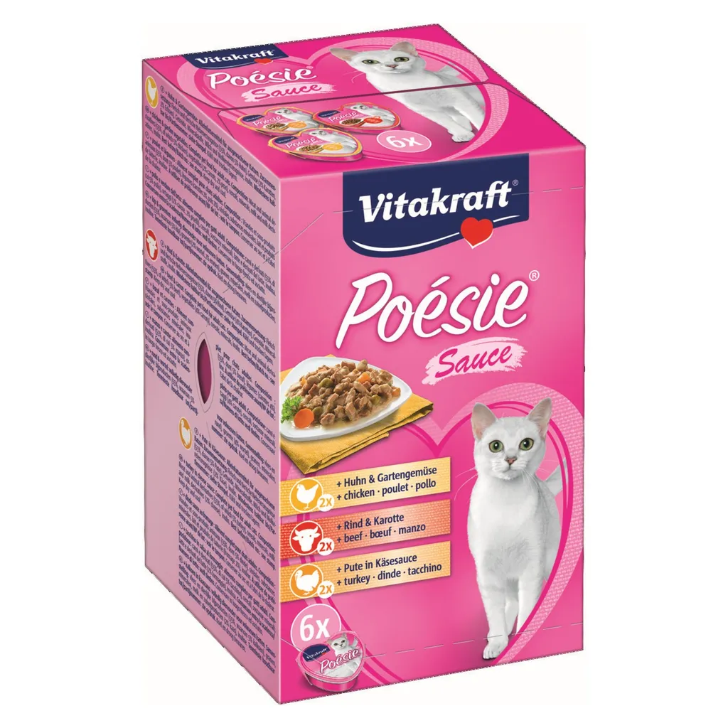 Vitakraft Katzenfutter Poesie Sauce, Multipack - 6 Schalen 1 Vitakraft Katzenfutter Poesie Sauce, Multipack - 6 Schalen