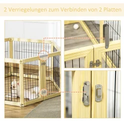 Pawhut Freigehege 6 Stücke Schutzgitter DIY-Laufstall Welpenauslauf Freilaufgehege Mit Tür Für Kleine Hunde Klappbar Naturholz 420 X 62 Cm -Garten- & Gewächshäuser Geschäft fa3833be505750a144c2308538abcf9a