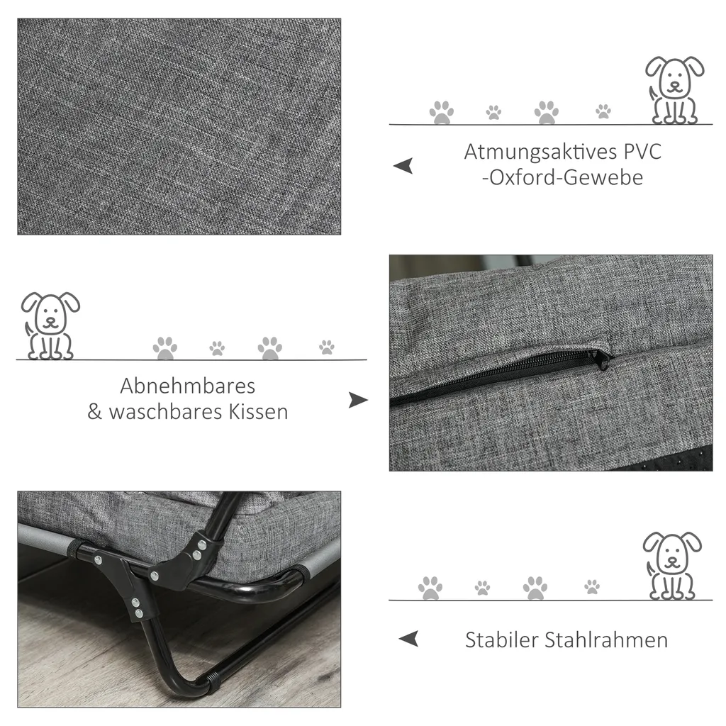 PawHut Hundesofa 2 In 1 Haustiersofa Und Hundeliege Katzensofa Erhöhtes Hundebett Schlafplatz Für Katzen Hunde Abnehmbar Oxfordstoff Grau 80 X 59 X 36 Cm 7 PawHut Hundesofa 2 In 1 Haustiersofa Und Hundeliege Katzensofa Erhöhtes Hundebett Schlafplatz Für Katzen Hunde Abnehmbar Oxfordstoff Grau 80 X 59 X 36 Cm – Bild 7