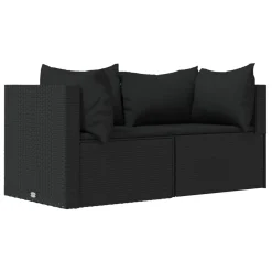 VidaXL 3-tlg. Garten-Lounge-Set Mit Kissen Schwarz Poly Rattan -Garten- & Gewächshäuser Geschäft fa6471a2143e3cb9236141ffb0008790