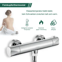 Aihom Thermostat Armatur Brausethermostat Brausearmatur Brausemischer Thermostat Mischbatterie Mit 38 °C Sicherheitstaste，ufputz Duschthermostat Mischbatterie Dusche Für Bad, Chrom -Garten- & Gewächshäuser Geschäft fa6f6f397ced9ea38bfcdfb43792a19d