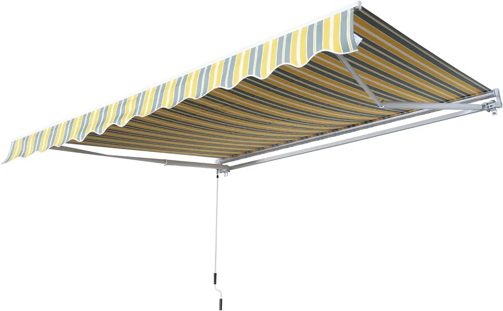 Outsunny Markise Gelenkarmmarkise Sonnenschutz Handkurbel Balkon Alu Gelb+Grau 3,5x2,5m 1 Outsunny Markise Gelenkarmmarkise Sonnenschutz Handkurbel Balkon Alu Gelb+Grau 3,5x2,5m