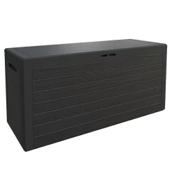 Deuba Auflagenbox Holzoptik 120x46x57cm Kissenbox Gartenbox Garten Truhe Anthrazit