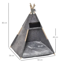 Pawhut Haustierzelt Katzenhaus Hundezelt Katzenbett Katzenzelt Mit Weichem Kissen Plüsch Filz Maschinenwaschbar Grau 58 X 58 X 80 Cm -Garten- & Gewächshäuser Geschäft fae9285bc9f1b58fe72fe10a528fef30