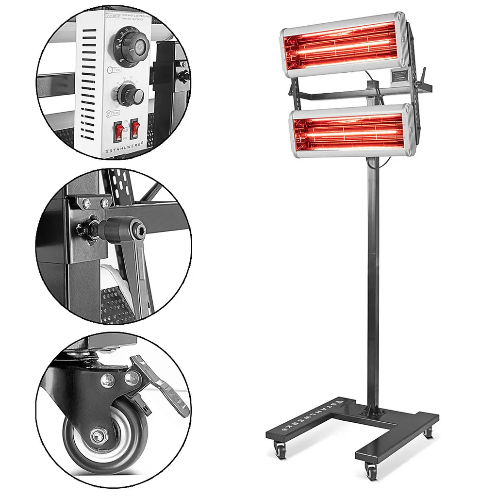 STAHLWERK Infrarot Lacktrockner 2.400 W Mit Stativ Infrarottrockner IR Strahler 1 STAHLWERK Infrarot Lacktrockner 2.400 W Mit Stativ Infrarottrockner IR Strahler