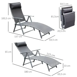 Outsunny Sonnenliege Strandliege Gartenliege Klappbar Verstellbar Mit Kissen Garten Grau Sonnenliege Strandliege Gartenliege Relaxliege Klappbar Mit Kissen Strand Metall + Stoff Grau 137 X 63,5 X 100,5 Cm -Garten- & Gewächshäuser Geschäft fb1092ea26f4fb69113645b760af5f84
