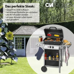 Clatronic GG 3590 Gasgrill 2 Brenner, 2 Heizzonen Für Individuelle Temperatursteuerung, Stufenlose Temperatureinstellung, Herausnehmbarer Fettauffangbehälter, Temperaturanzeige -Garten- & Gewächshäuser Geschäft fb41ed7783ea2c76bdb86ae9dcde4ee5