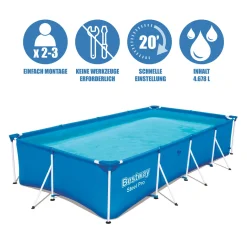 Bestway Steel Pro Framepool 400 X 211 Cm Mit Reinigungset (bundle) - Stahlrahmen Schwimmbecken Mit 7-teilige Pflegeset - Blau -Garten- & Gewächshäuser Geschäft fb554208232845250293a0c3157c928d