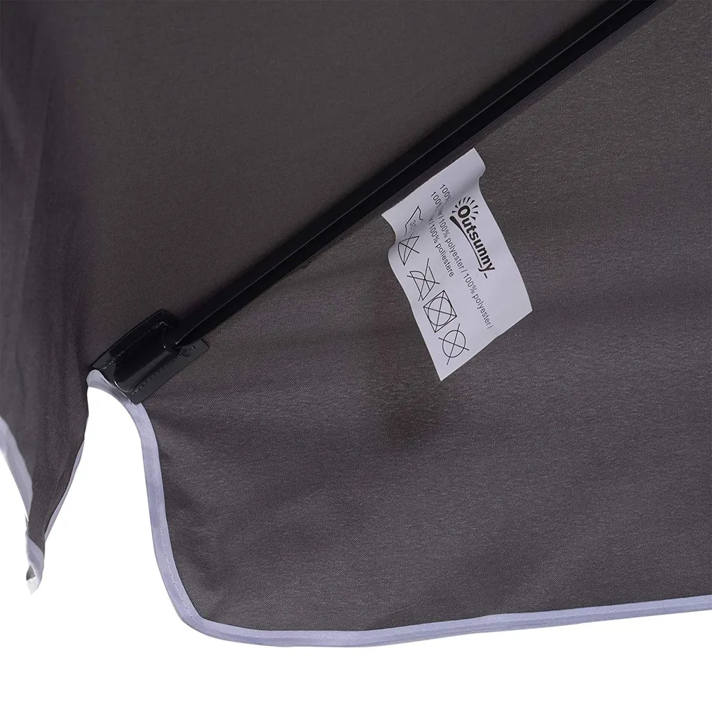 Outsunny Sonnenschirm Gartenschirm Strandschirm Balkonschirm Schirm Sonnenschutz Knickbar (Grau+Schwarz) 5 Outsunny Sonnenschirm Gartenschirm Strandschirm Balkonschirm Schirm Sonnenschutz Knickbar (Grau+Schwarz) – Bild 5