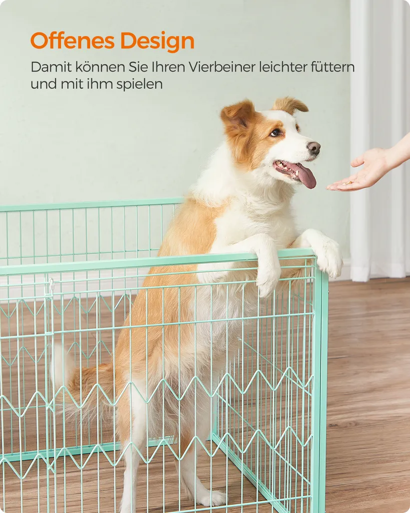 Feandrea Welpenauslauf, Welpenlaufstall 4-teilig, Schiebetür Mit 2 Riegeln, 122 X 80 X 70 Cm, Freilaufgehege Innen, Mintgrün PPK003C01 8 Feandrea Welpenauslauf, Welpenlaufstall 4-teilig, Schiebetür Mit 2 Riegeln, 122 X 80 X 70 Cm, Freilaufgehege Innen, Mintgrün PPK003C01 – Bild 8