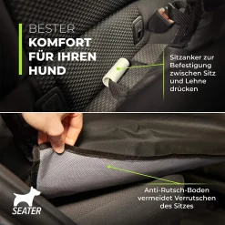 Brunolie GÜTEWERK SEATER Hundesitz Für Auto Rücksitz Für Kleine Bis Mittlere Hunde Max 45 Cm Schulterhöhe - Stabiles & Wasserfestes Material Schwarz - Hunde-Autositz Für Rückbank Faltbar - Schutz Für Autositze -Garten- & Gewächshäuser Geschäft fbccfdbeb04364762726f3528e168d5f
